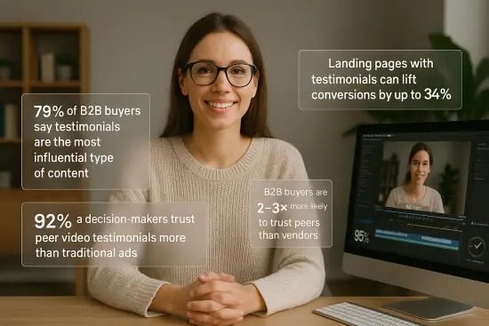 A picture illustrating the impact of video testimonials as a means of building business trust.